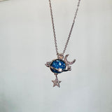 Collar Universo Blue Plateado