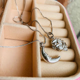 Collar x2 luna + sol plateado