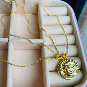 Collar x2 luna + sol dorado