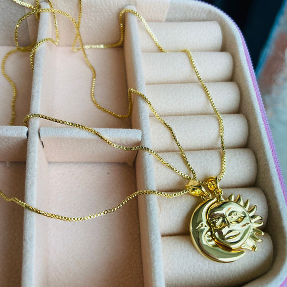 Collar x2 luna + sol dorado