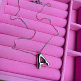 Collar Letra A chunky Plateado