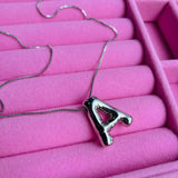Collar Letra A chunky Plateado