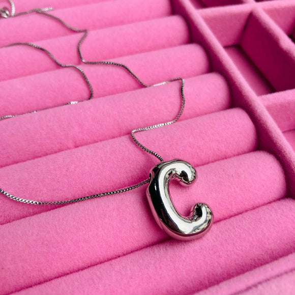 Collar Letra C chunky Plateado