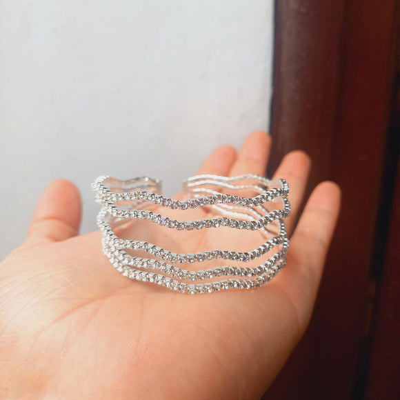 Brazalete olas plateado