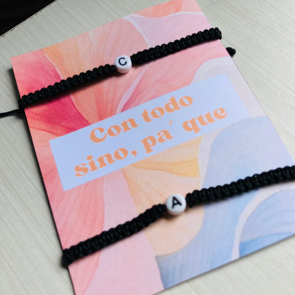 Pulsera x2 tejida inicial