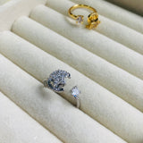 Anillo Giratorio Plateado Estrella y Luna