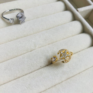 Anillo Giratorio Dorado Estrella y Luna