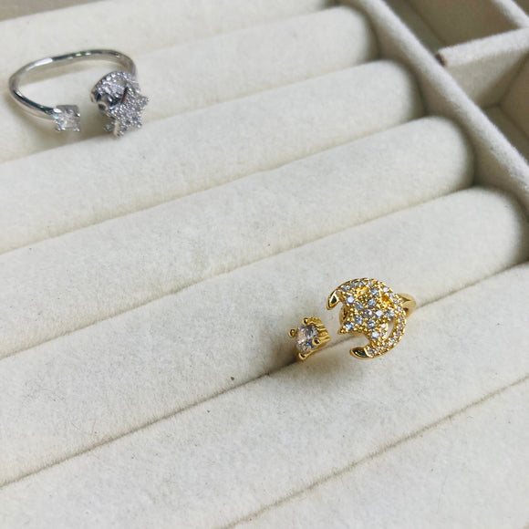 Anillo Giratorio Dorado Estrella y Luna
