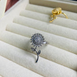 Anillo Giratorio Plateado Girasol