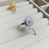 Anillo Giratorio Plateado Girasol