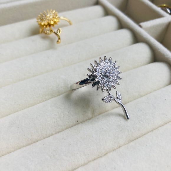 Anillo Giratorio Plateado Girasol