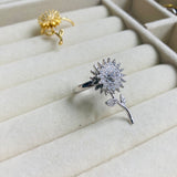Anillo Giratorio Plateado Girasol
