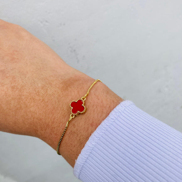 Pulsera Trebol Rojo Lisa