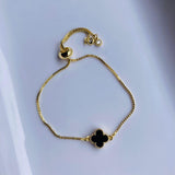 Pulsera Trebol Negro Lisa