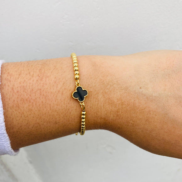 Pulsera Trebol Negro Balines
