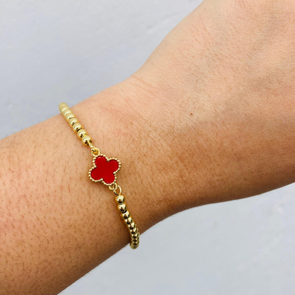 Pulsera Trebol Rojo Balines