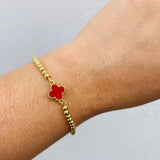 Pulsera Trebol Rojo Balines