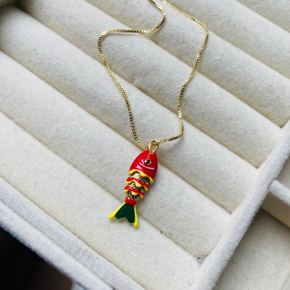 Collar Pez Koi #2 Rojo/verde