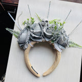 Tocado Catrina Flores Plateado