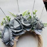 Tocado Catrina Flores Plateado