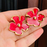 Aretes tropical rojo