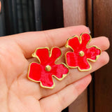 Aretes tropical rojo