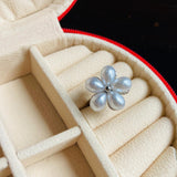 Anillo Giratorio Flor Perla