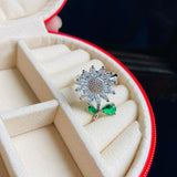 Anillo Giratorio Plateado Girasol