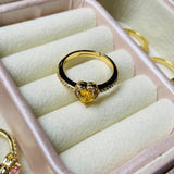 Anillo Corazon Princesa Murano Amarillo