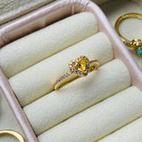 Anillo Corazon Princesa Murano Amarillo