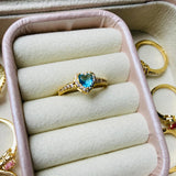 Anillo Corazon Princesa Murano Celeste