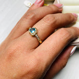 Anillo Corazon Princesa Murano Celeste