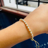 Pulsera Perla Balines Dorados #1