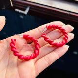 Candongas topos rojo entorchada
