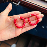 Candongas topos rojo entorchada