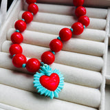 Collar corazon valiente Rojo