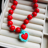 Collar corazon valiente Rojo