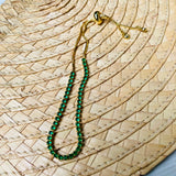 Pulsera Verde Muranos Dorada
