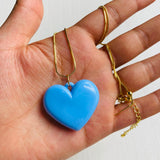 Collar corazon plano azul