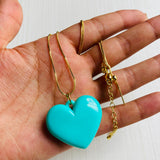 Collar corazon plano turquesa