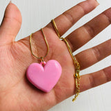 Collar corazon plano rosa