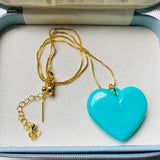 Collar corazon plano turquesa