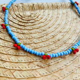 Collar mostacilla cereza blue