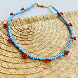 Collar mostacilla cereza blue