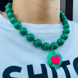 Collar Corazon Espinado Verde