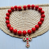 collar rojo dorado