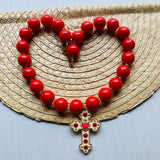 collar rojo dorado