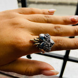 Anillo corazon y rosas plateado