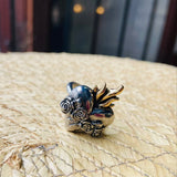Anillo corazon y rosas plateado