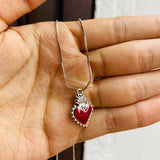 Collar corazon raices mini plateado